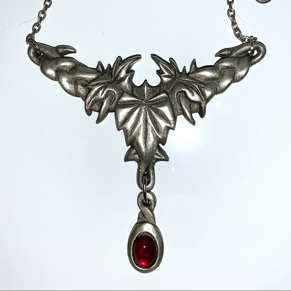 Gothic silvertone metal vines necklace